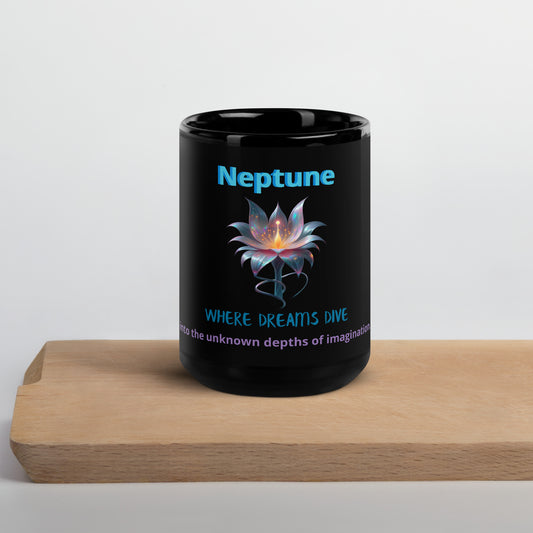 Neptunian Essence Black Glossy Mug Black Glossy Mug - Quantum Captures